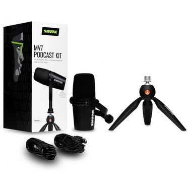Microfono Shure Mv7-k-bndl Dinamico Para Podcaster Negro Con Tripie